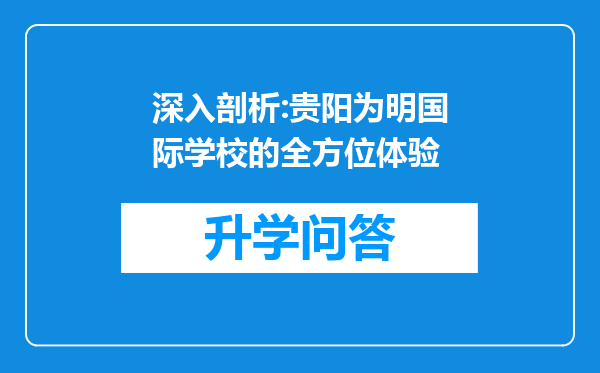 深入剖析:贵阳为明国际学校的全方位体验