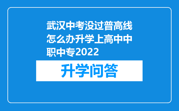 武汉中考没过普高线怎么办升学上高中中职中专2022