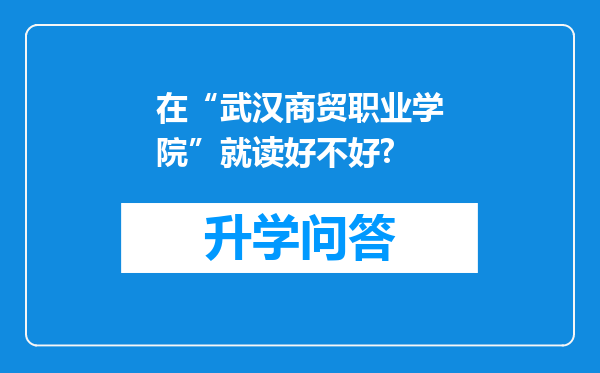 在“武汉商贸职业学院”就读好不好?