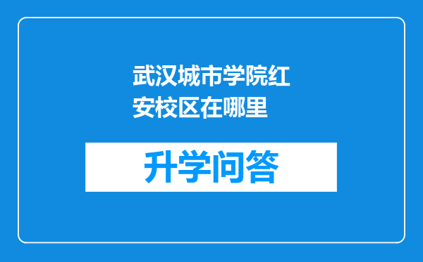 武汉城市学院红安校区在哪里