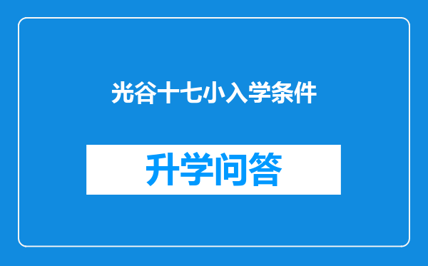 光谷十七小入学条件