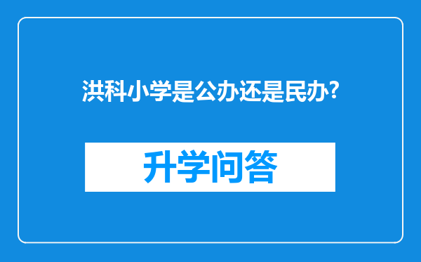 洪科小学是公办还是民办?