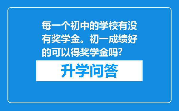 每一个初中的学校有没有奖学金。初一成绩好的可以得奖学金吗?