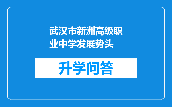 武汉市新洲高级职业中学发展势头