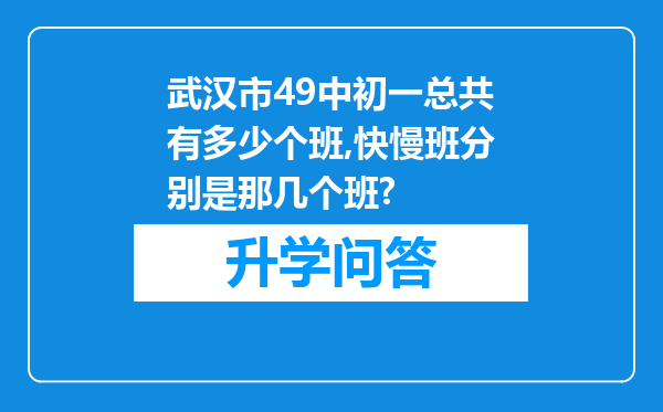 武汉市49中初一总共有多少个班,快慢班分别是那几个班?