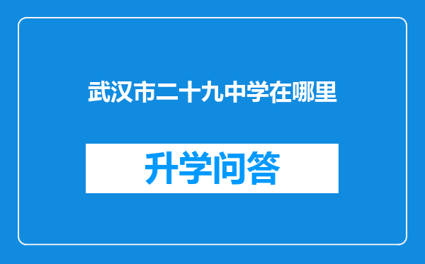 武汉市二十九中学在哪里