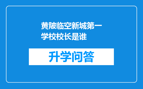 黄陂临空新城第一学校校长是谁