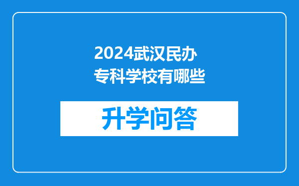 2024武汉民办专科学校有哪些