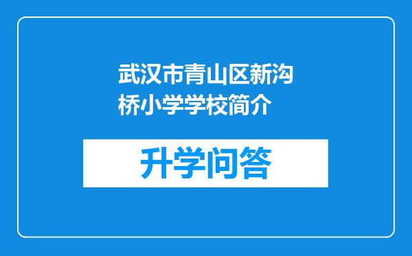 武汉市青山区新沟桥小学学校简介