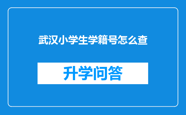 武汉小学生学籍号怎么查