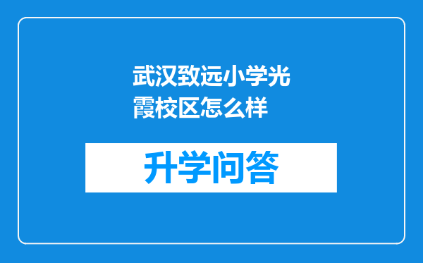 武汉致远小学光霞校区怎么样