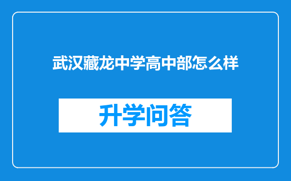 武汉藏龙中学高中部怎么样