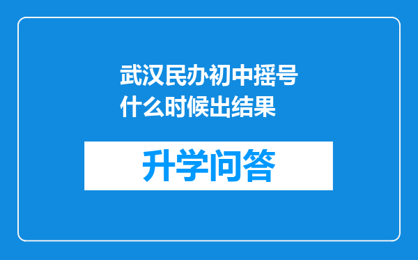 武汉民办初中摇号什么时候出结果