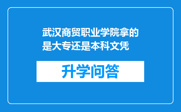 武汉商贸职业学院拿的是大专还是本科文凭