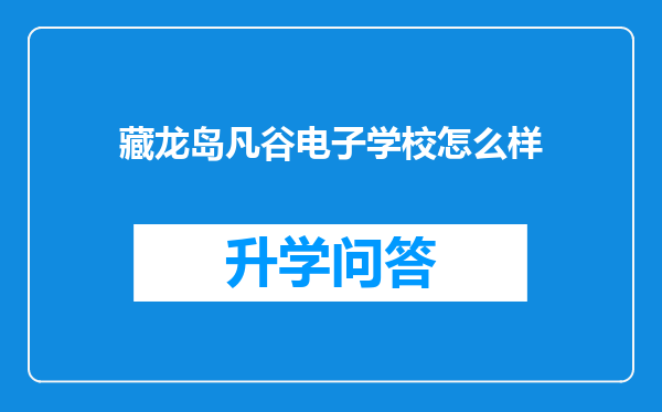 藏龙岛凡谷电子学校怎么样