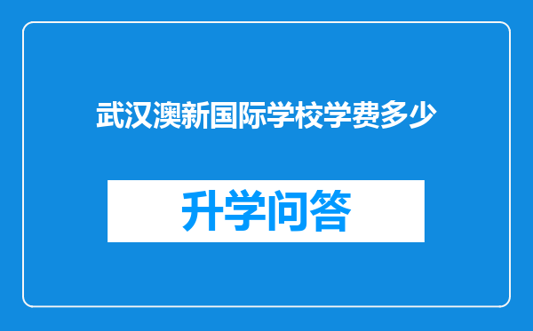 武汉澳新国际学校学费多少