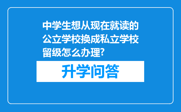 中学生想从现在就读的公立学校换成私立学校留级怎么办理?