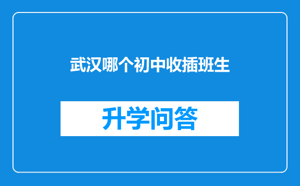 武汉哪个初中收插班生