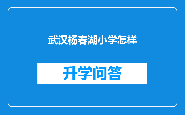 武汉杨春湖小学怎样