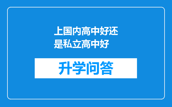 上国内高中好还是私立高中好