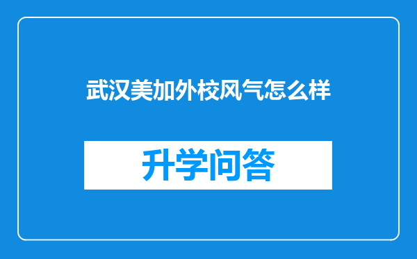 武汉美加外校风气怎么样