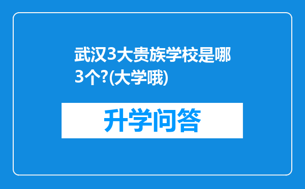 武汉3大贵族学校是哪3个?(大学哦)