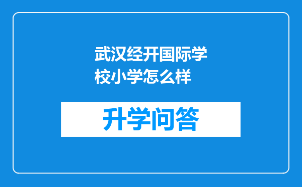 武汉经开国际学校小学怎么样