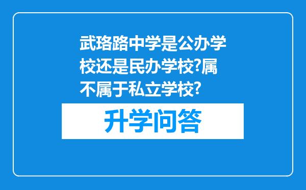 武珞路中学是公办学校还是民办学校?属不属于私立学校?