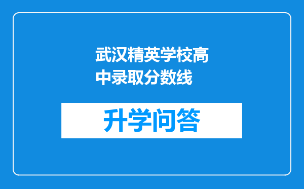 武汉精英学校高中录取分数线