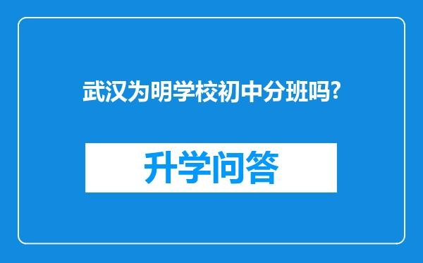 武汉为明学校初中分班吗?