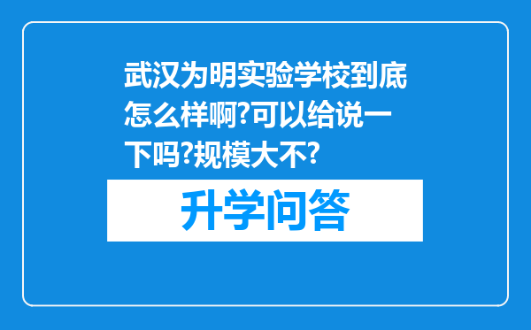 武汉为明实验学校到底怎么样啊?可以给说一下吗?规模大不?