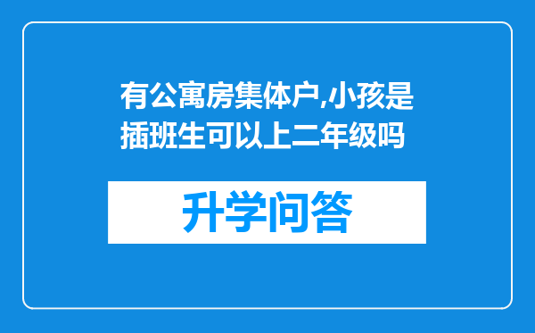 有公寓房集体户,小孩是插班生可以上二年级吗