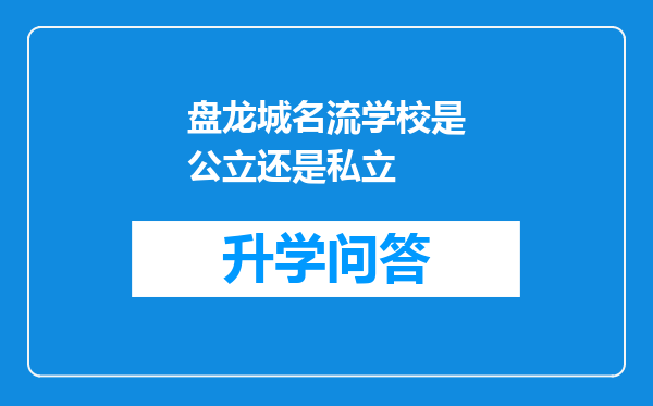 盘龙城名流学校是公立还是私立