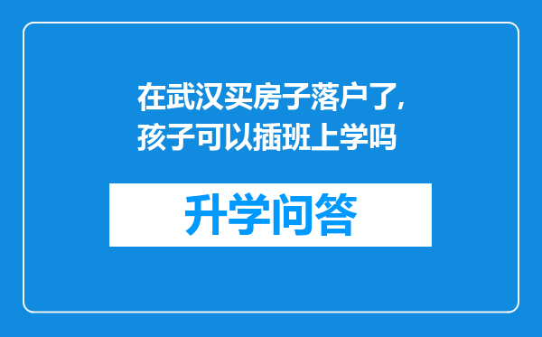 在武汉买房子落户了,孩子可以插班上学吗