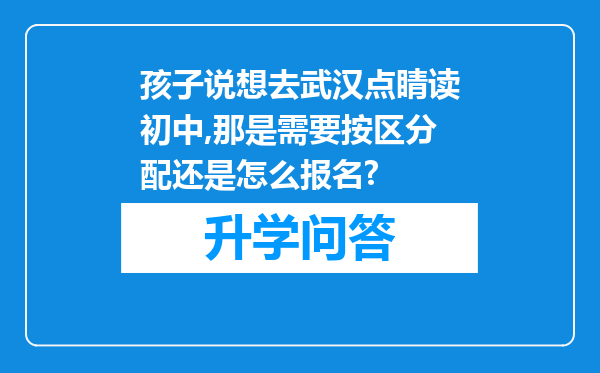 孩子说想去武汉点睛读初中,那是需要按区分配还是怎么报名?