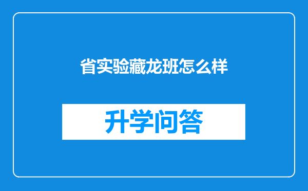 省实验藏龙班怎么样