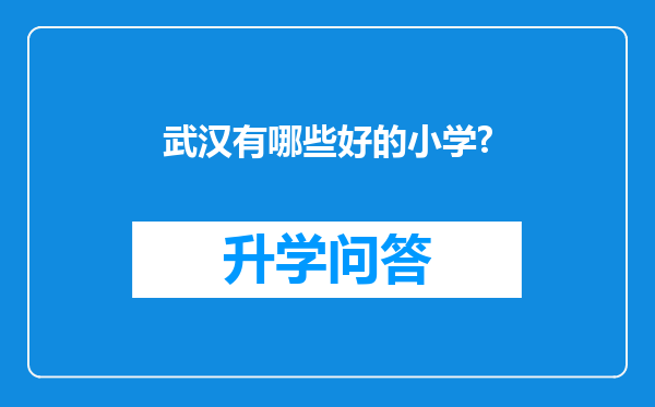 武汉有哪些好的小学?