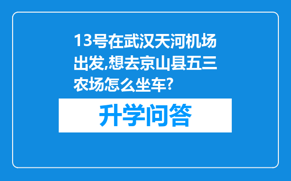 13号在武汉天河机场出发,想去京山县五三农场怎么坐车?