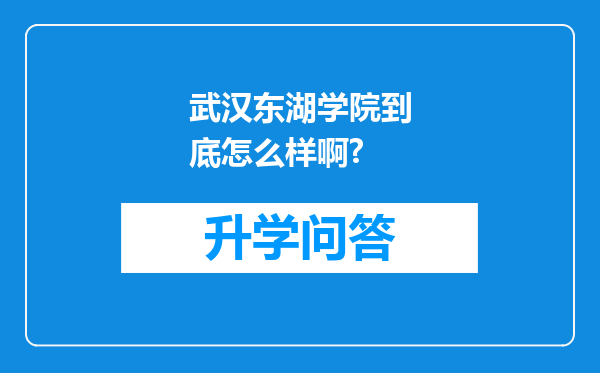 武汉东湖学院到底怎么样啊?