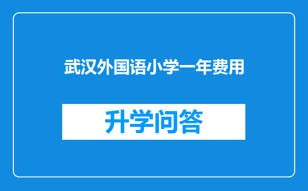 武汉外国语小学一年费用