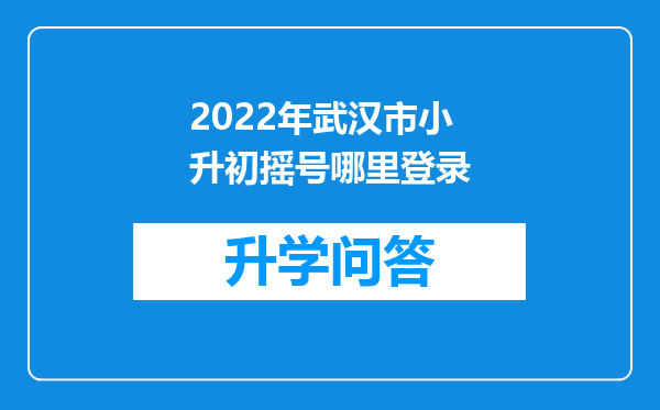 2022年武汉市小升初摇号哪里登录