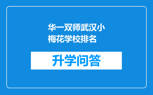 华一双师武汉小梅花学校排名