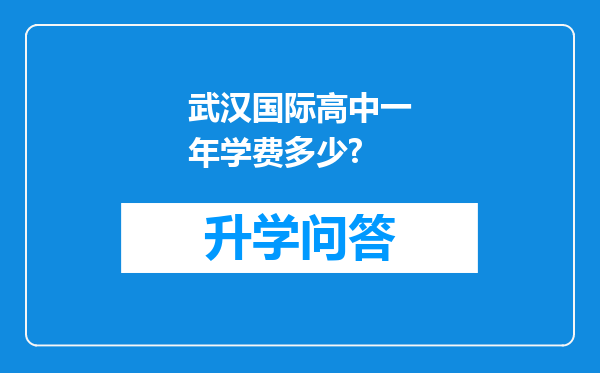 武汉国际高中一年学费多少?