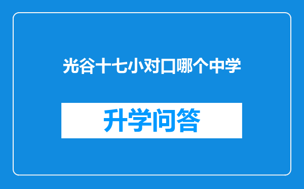 光谷十七小对口哪个中学