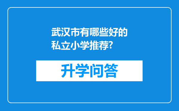 武汉市有哪些好的私立小学推荐?