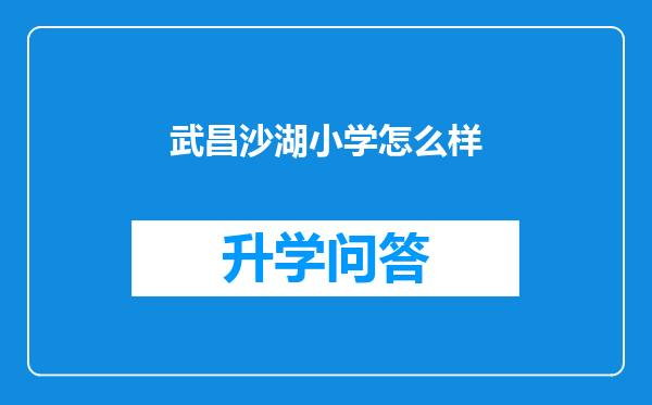 武昌沙湖小学怎么样