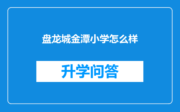 盘龙城金潭小学怎么样