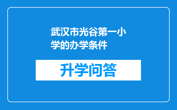 武汉市光谷第一小学的办学条件