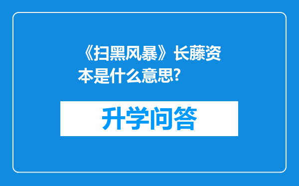 《扫黑风暴》长藤资本是什么意思?