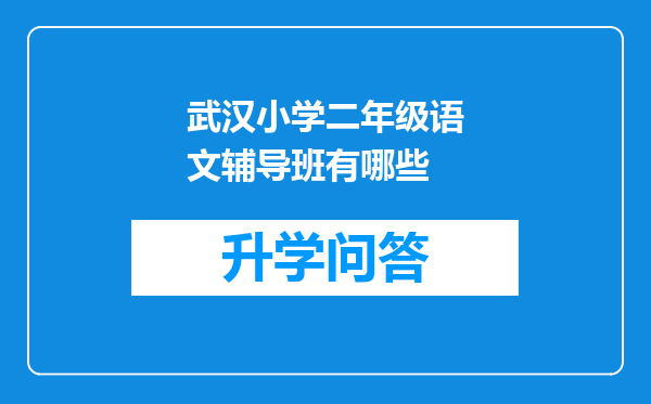 武汉小学二年级语文辅导班有哪些